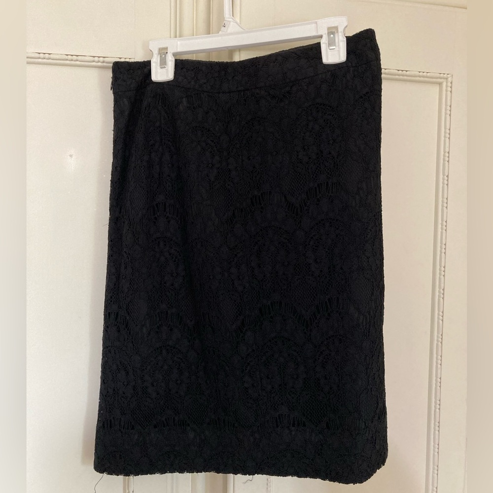 J. Crew Black Lace Pencil Skirt